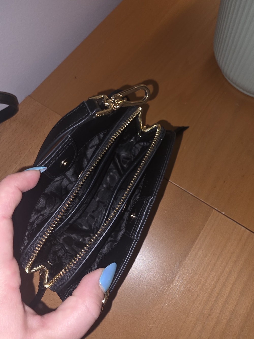 Calvin Klein Black Quilted Mini Crossbody with Gold Hardware